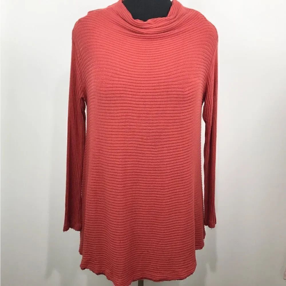 We the Free Rust Orange Ribbed Knit Casual Pullover Top